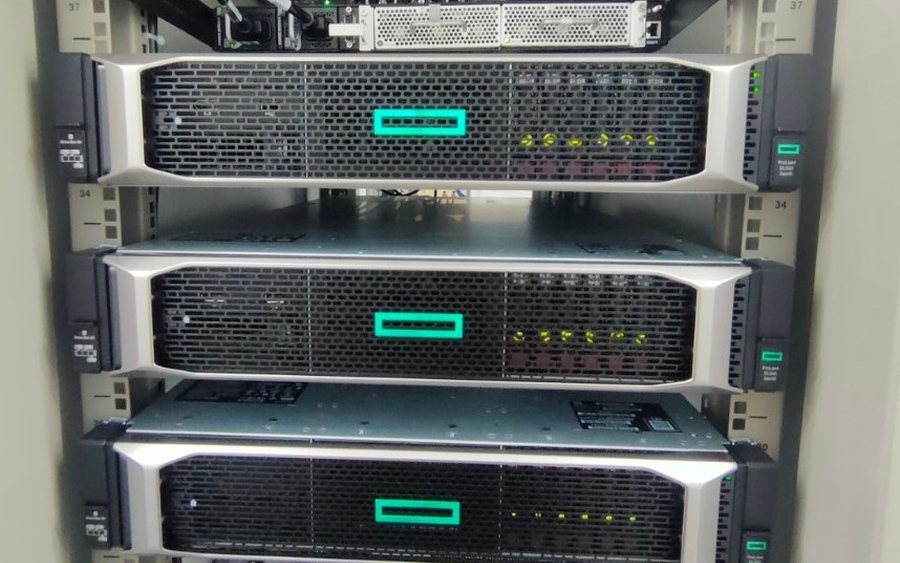 HPE rack servers installed and cabled in a customer server room